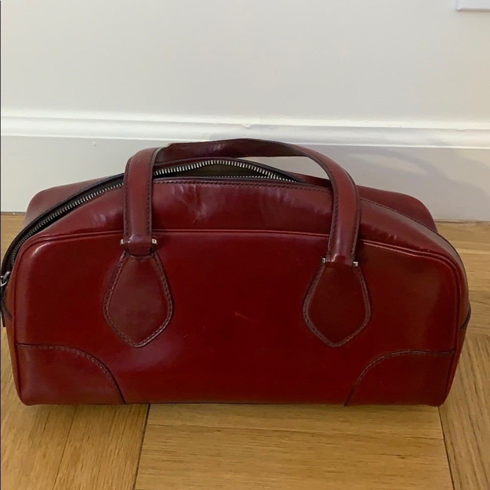 Dark red leather Prada shoulder bag